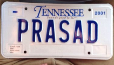 Tennessee vanity PRASAD license plate Religious Food God Hindu Hinduism Krishna
