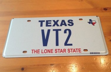 Texas vanity VT 2 license plate Vermont Vincent Valerie Val Victoria Vinny Vance