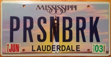 Vanity PRISON BREAK license plate TV Escape Police Cop Prisoner Jail Lock Cell