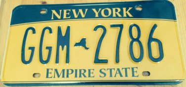 New York Gold Empire State license plate GGM 2786 Niagara Falls Big Apple NYY NY
