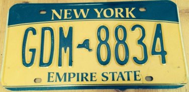 New York Gold Empire State license plate GDM 8834 Niagara Falls Big Apple NYY NY