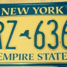 New York Gold Empire State license plate FRZ 6362 Niagara Falls Big Apple NYY NY