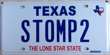 Texas vanity STOMP license plate Kick Strike Kicking Song Martial Arts Combat
