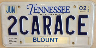 TN vanity 2 CAR RACE  Mustang License Plate Sports Racing NASCAR Ford BMW GM Lex