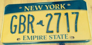 New York Gold Empire State license plate GBR 2717 Niagara Falls Big Apple NYY NY