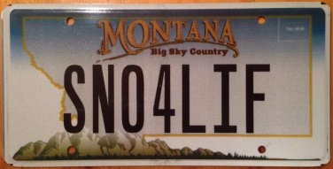 Vanity SNOW 4 LIFE license plate Ski Skiing Mountain Snowboarding Surfboard Pole