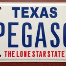 Texas vanity PEGASO license plate Pegasus Horse Pet Greek mythology Zeus truck