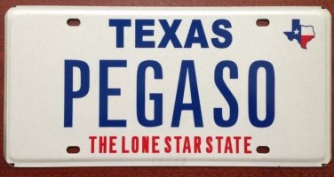 Texas vanity PEGASO license plate Pegasus Horse Pet Greek mythology Zeus truck