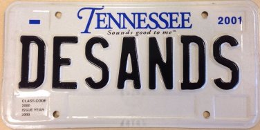 Tennessee vanity DESANDS license plate TN Descends Attack Go Down Plane Fall