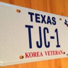 Texas Korean war Veteran license plate Vet Military army Navy Air Force Patriot