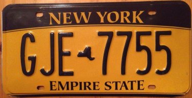 Gold Empire State license plate GJE 7755 Graphic USA NY City New York Manhattan