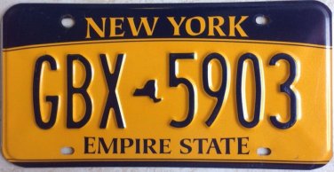 Gold Empire State G license plate #GBS 5903  Graphic USA NY Manhattan New York