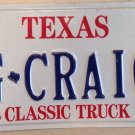 Texas Classic Truck vanity G CRAIG license plate Muscle Car Craigie Kraig Craik