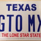 Texas vanity Pontiac GTO  license plate Muscle Car Sports Auto GM General Motors