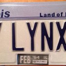 Illinois vanity MY LYNX 5 license plate Bobcat wild cat animal fur predator hunt