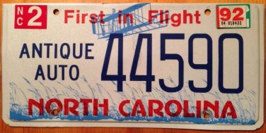 North Carolina ANTIQUE AUTO license plate Classic Muscle Car Older Hot Rod Rat