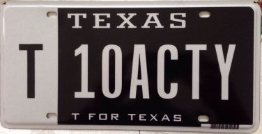 Texas T For TX vanity 10A CITY Tenacity license plate Persevere Try Hard Give Up