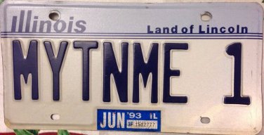 ILLINOIS vanity MY TiNy ME 1 license plate Baby Small Short Doll Child Boy Girl