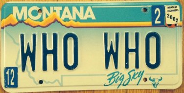 Montana vanity WHO 'S WHO license plate Book Listing Star Prominent People Song