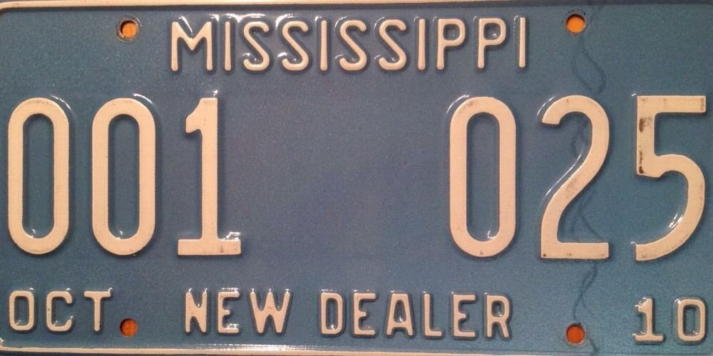 Mississippi NEW Car DEALER license plate