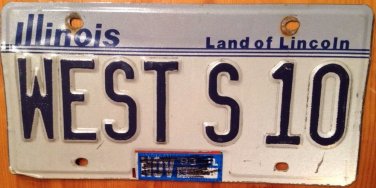 Illinois vanity West S10 license plate Chevrolet Chevy Virginia muscle car truck