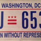 District Columbia Taxation license plate D.C. USA Graphic Washington DC #EJ 6530