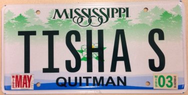 MS vanity TISHA S license plate Leticia Latisha Tiesha Tyesha Letitia Teisha