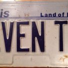 Illinois vanity SEVEN T 2 license plate Number 72 Seventy Two 1972 Years Old Age
