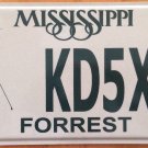 Amateur Radio license plate #KD5XG Operator Forrest county