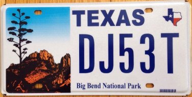 Texas BIG BENT NATIONAL PARK license plate Environment Nature Wildlife Wild TX