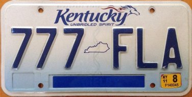 Kentucky Triple Digit 7 license plate FLA Florida Seven Number 777 Perfection