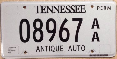 Tennessee ANTIQUE AUTO license plate CLASSIC Muscle Car Hot Rod Ford Chevy GM TN