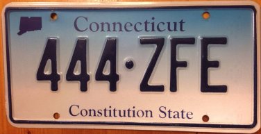 Connecticut Triple Digit 4 license plate Repeating Number 444 ZFE CT