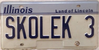 ILLINOIS vanity SKOLEK 3 license plate