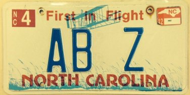 North Carolina vanity AB Z  ABZ license plate Abe Abraham ABC 2 Love Asian Boyz Aberdeen