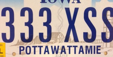 Iowa vanity EXCESS Triple 3 Three license plate