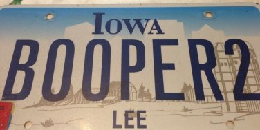 Iowa vanity BOOPER 2 license plate