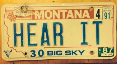 Centennial vanity HEAR IT license plate Ear Deaf Hearing ASL Sign Language Sound