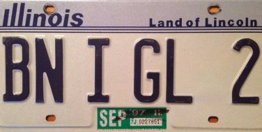 Illinois vanity BN I GL 2 license plate