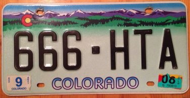 Colorado Triple 6 Six license plate