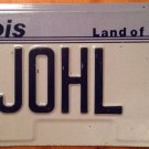 Illinois vanity V JOHL 1 license plate Joel Australian name Vjohl