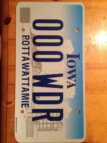 Iowa Triple Digit 0 License Plate