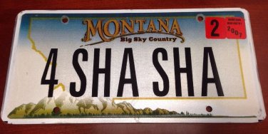 MONTANA vanity 4 SHA SHA license plate Sharon Charlotte