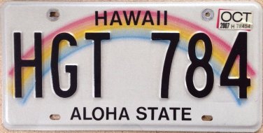 HAWAII RAINBOW Aloha license plate HGT USA Graphic Honolulu Maui Kauai Island US