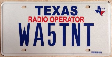 Texas Radio Operator WA5TNT license plate TNT Ham Amateur Call Sign Name Letters
