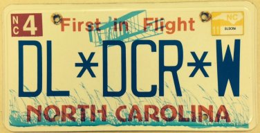 North Carolina vanity DL DCR W license plate Dial Star Sign