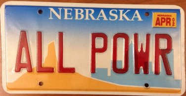 Vanity ALL POWER license plate Muscle Sports Car Porsche Ferrari Ford Chevy BMW