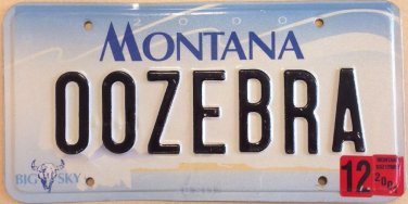 Montana vanity 00 ZEBRA license plate Wildlife Wild Animal Zoo Jungle