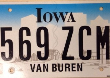 Iowa Van Buren county license plate Martin US President USA graphic USA #56