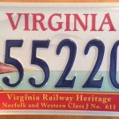Virginia RAILWAY HERITAGE Train License Plate Locomotive Railroad steam coal CJ